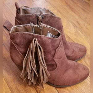 Women's Madden Girl Brown Suede Fringe Ankle Boots